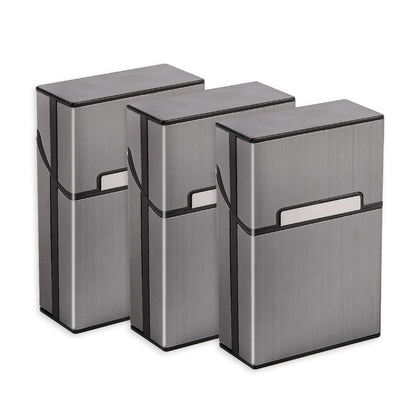 3 Packs Aluminum Cigarette Case, Holder & Tin - Metal Pocket Cigar & Tobacco Box for Men & Women - Gray/Silver/Rose Gold/Champagne