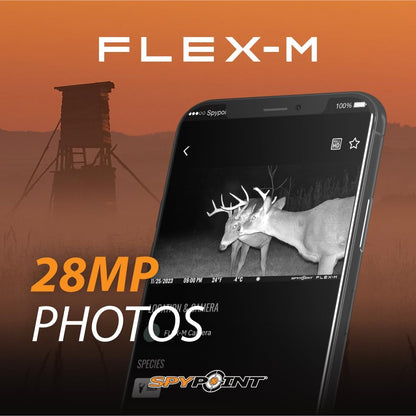SPYPOINT Flex-M Cellular Trail Camera - Best Value in Hunting Accessories, No WiFi Needed & GPS-Enabled, Hunting Night Vision, IP65 Water-Resistant, 28MP Photos, 720p Videos + Sound (Pack of 1)