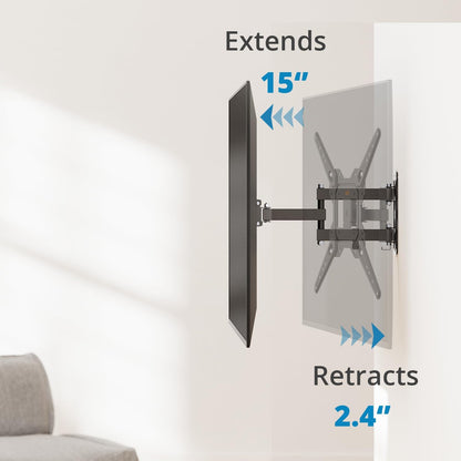 Full Motion Wall Mount Bracket & Arm for TVs/Monitors, Fits Most 32" to 55" Flat Screens, Swivels Right Left 180 Degrees, Adjustable Tilt, One Person Installation, Hardware Included by Husky Mounts