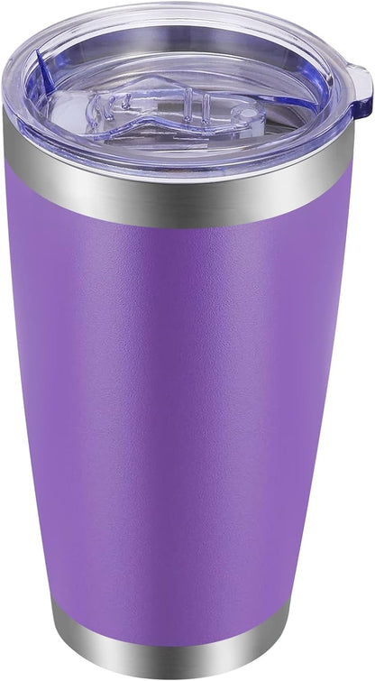 VEGOND 20oz Tumbler with Lid and Straw Stainless Steel Tumbler Cup Bulk Vacuum Insulated Double Wall Travel Coffee Mug Powder Coated Coffee Cup (Bluish Violet 6 Pack)