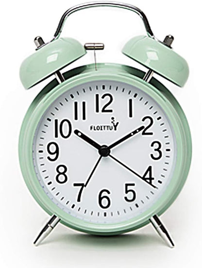 FLOITTUY (Loud Alarm for Deep Sleepers) 4'' Twin Bell Alarm Clock with Backlight for Bedroom and Home Decoration(Black)