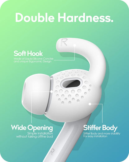 Gcioii 3 Pairs Ear Hooks Covers for AirPods Pro 2 [Added Storage Pouch] Anti-Slip Accessories Compatible with Apple AirPods Pro 2nd Generation (White)
