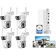 CAMCAMP Wireless Security Camera System with 10" 2K Monitor, 4Pcs 4MP Dual Lens 2.4G&5G WiFi Pro PTZ Cameras with 2-Way Audio,24/7 Record,Motion Detect,Auto Tracking,500GB HDD Storage,10CH Expandable