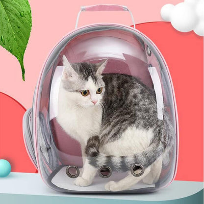 Cat Backpack Carrier Pet Dog Expandable Carriers Bag with Space Capsule Clear Bubble Window for Kitten Small Puppy and Bunny Cats Travel Hiking Walking Outdoor Use