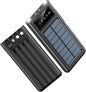 Taoxiwave Power-Bank-Solar-Charger - 20000mAh Portable Charger,Solar Power Bank,Camping External Backup Battery Pack,Fast Solar Panel Charger with Dual Flashlight and 4 USB Cables (Black)