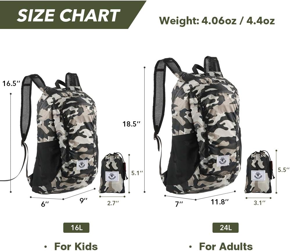 4Monster Hiking Daypack,Water Resistant Lightweight Packable Backpack for Travel Camping Outdoor