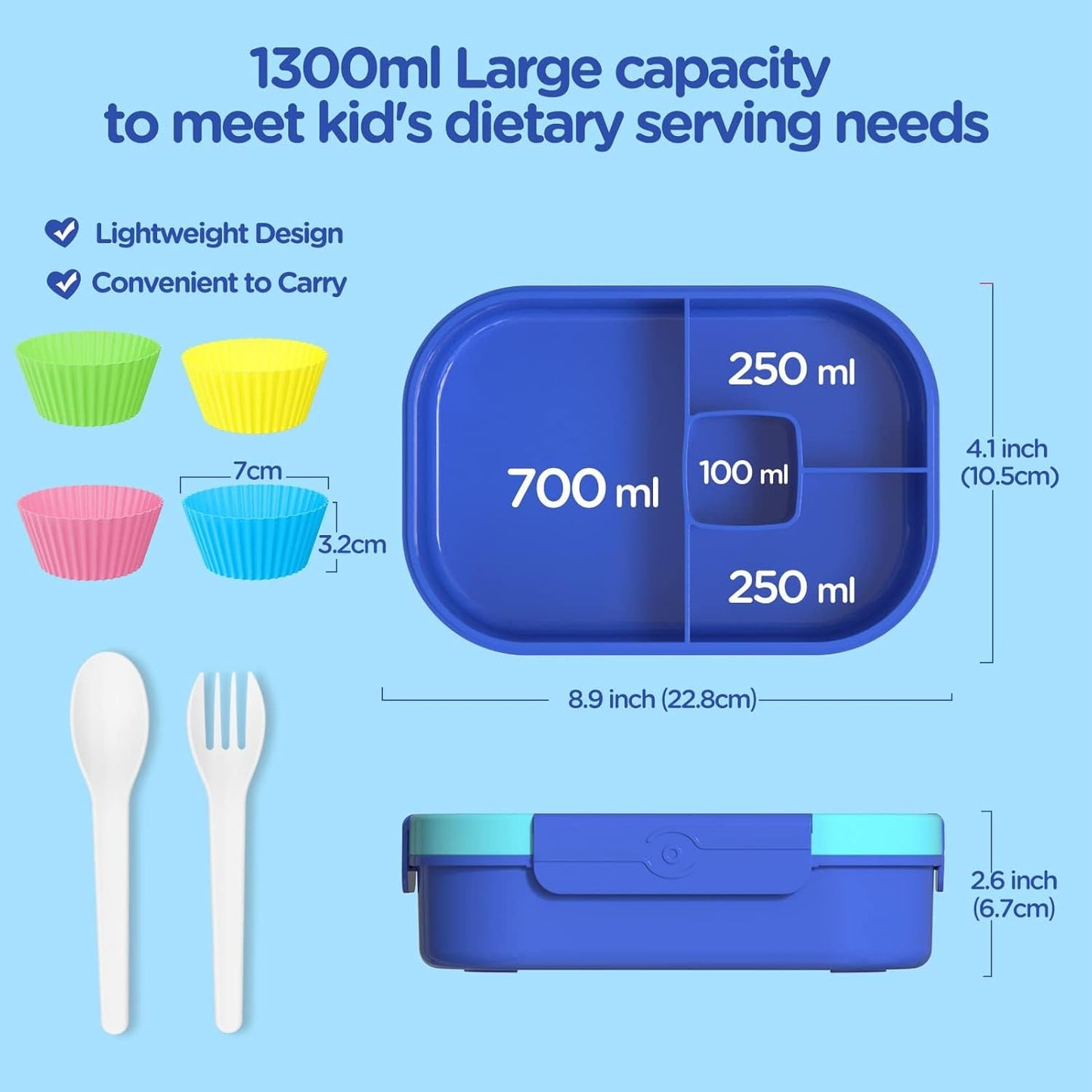 Lunch Box Kids Bento Box - 1300ML Ideal Leak Proof Bento Lunch Box for Kids School Lunchbox for Teens Toddlers Boys, Lunch Box Snack Containers with Utensil (Lunch Box-Purple)