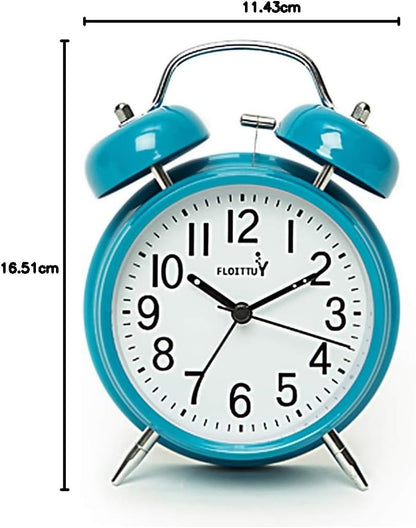 FLOITTUY (Loud Alarm for Deep Sleepers) 4'' Twin Bell Alarm Clock with Backlight for Bedroom and Home Decoration(Black)