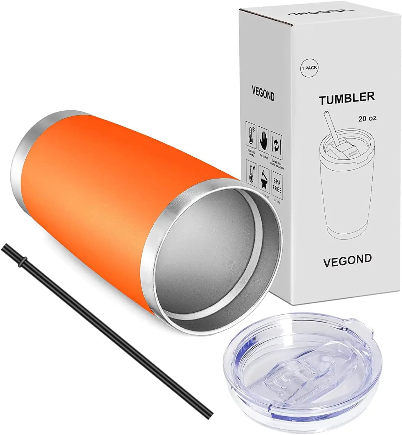 VEGOND 20oz Tumbler with Lid and Straw Stainless Steel Tumbler Cup Bulk Vacuum Insulated Double Wall Travel Coffee Mug Powder Coated Coffee Cup (Bluish Violet 6 Pack)