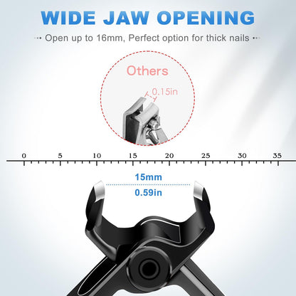 Nail Clippers for Men Thick Nails, Large Toe Nail Clippers for Seniors with 15mm Wide Jaw Opening, Heavy Duty Nail Cutter with Long Handle Gifts for Men Women