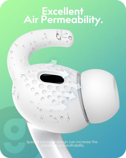 Gcioii 3 Pairs Ear Hooks Covers for AirPods Pro 2 [Added Storage Pouch] Anti-Slip Accessories Compatible with Apple AirPods Pro 2nd Generation (White)