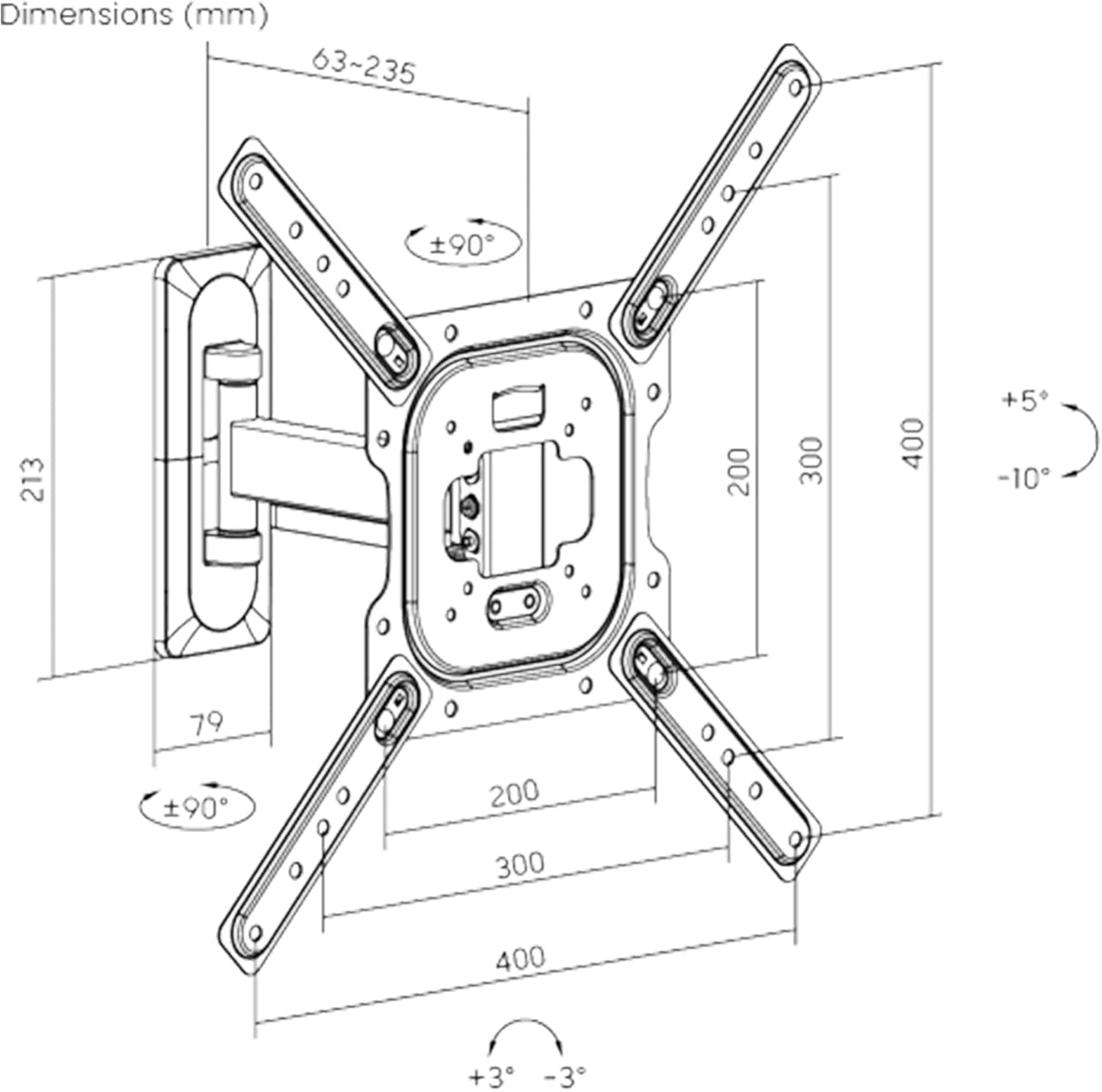 GPlus+ TV Mount for Most 23-65 Inch TVs, Full Motion Premium TV Wall Mount with Perfect Center Design on Single Stud Articulating Mount Max VESA 400x400mm up to 77 LBS/35Kg, LPA81-441