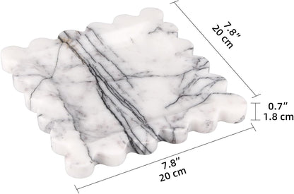 HESHIBI Marble Decorative Tray, Square, 8x8 inches, Rosso Lepanto, Luxury Natural Stone, Bathroom Vanity, Dresser Top, Kitchen Sink, Trinket Ring Tray