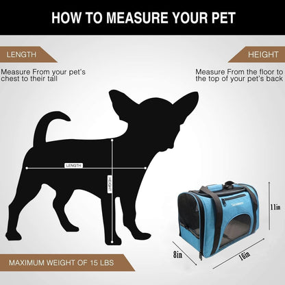 Tecageaon soft Pet Carrier Cat Carrier Dog Carrier for Small Dogs Cats Kitten Dogs Puppies,Escape-Proof,Airline Approved for Travel ,Breathable,5 Mesh Windows (Medium, Grey)