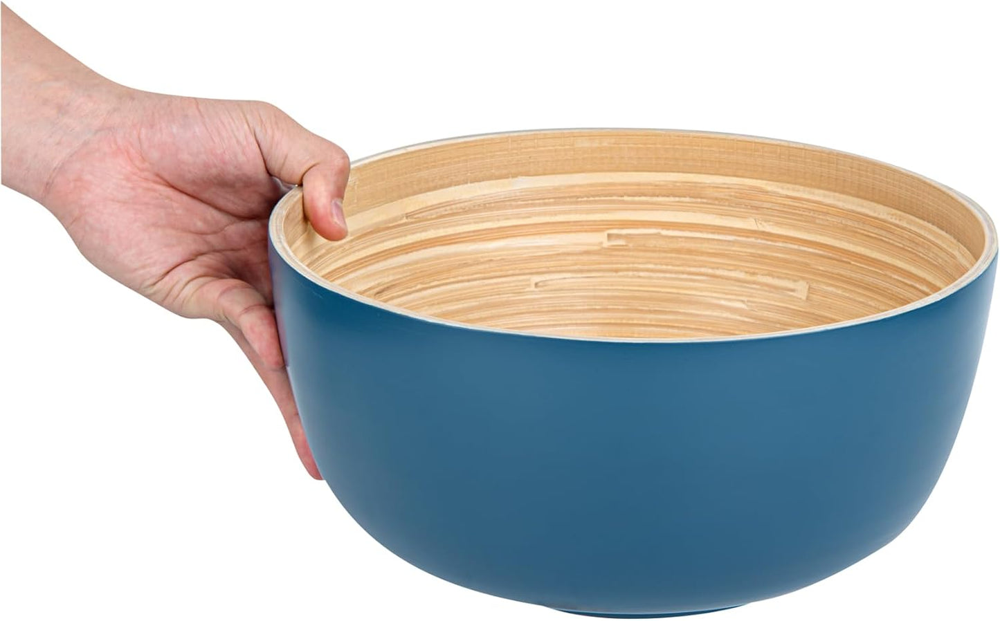 Restaurantware-Bambuddha 51 Ounce Extra Large Salad Bowl, 1 Heavy-Duty Round Salad Bowl - Sustainable, Reusable, Blue Bamboo Serving Dish, for Serving Salads, Fruits, and Appetizers