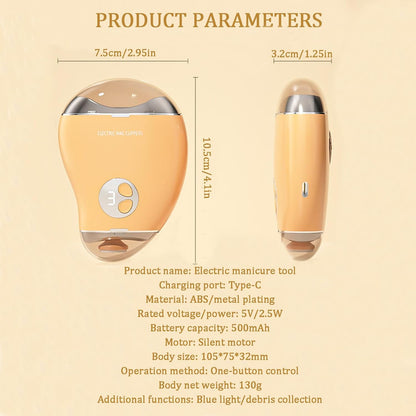 EEYZD 2 in 1 Electric Nail Clipper, Nail File, USB Rechargeable Electric Nail Clippers with Nail Scraps Storage Polishing Automatic Nail Clippers for Women,Men,Seniors,Kids,Orange