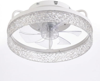 Ceiling Fan with Lights and Remote, 32cm Low Profile Ceiling Fans with Lights, Fandelier Ceiling Fan Light,DC Quiet Motor,3000K-6000K Dimmable,Modern Flush Mount Ceiling Fan for Modern Indoor Bedroom