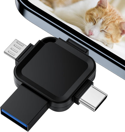 LANSLSY 256GB 4 in 1 Flash Drive for iPhone USB Flash Drive Memory Stick,Silver Photo Stick for iPhone/i- pad/Android/PC
