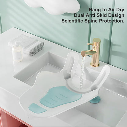 Clean Rinse Baby Bather, Folding Portable Washing Infant Lying Bather for Boy Girl, Multifunction Quick Dry Bath Support for Use on the Counter Sink Bathtub Summer (Mint Green)