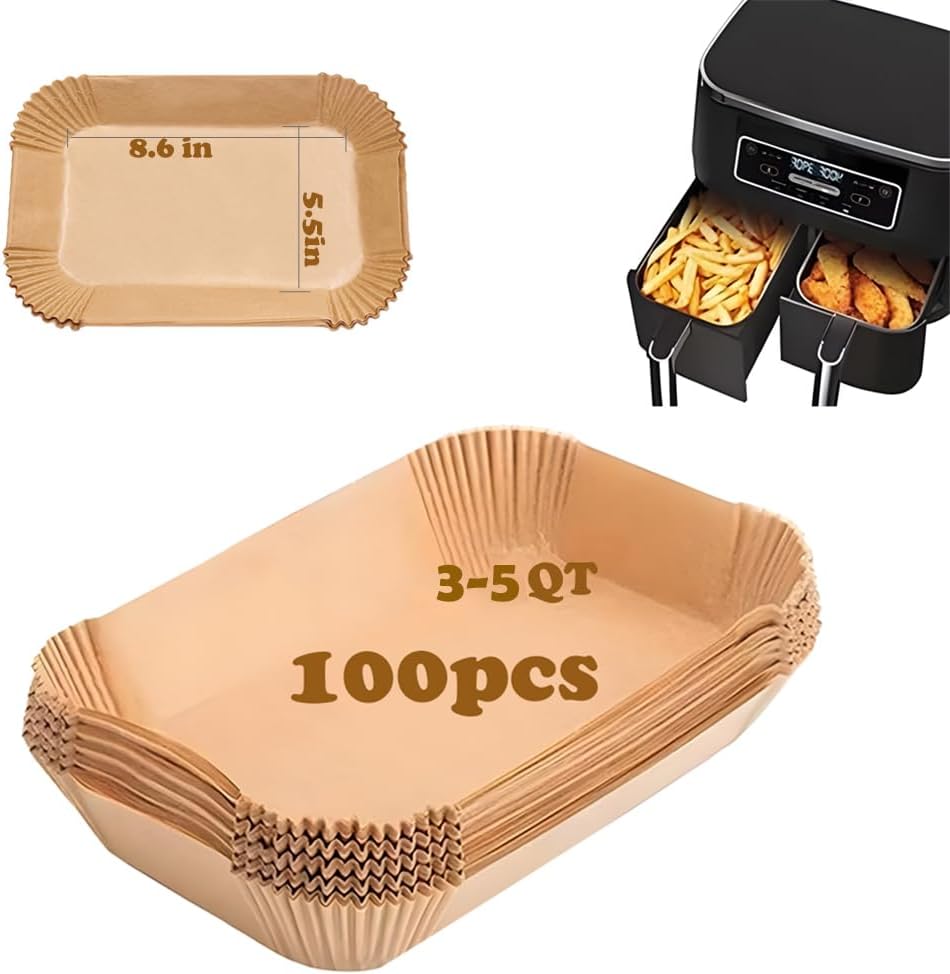 7.5 Inch Air Fryer Parchment Paper Liners Square,150 Pcs Non-Stick &Oil-Proof Air Fryer Liners Disposable for 2-5 QT Frying,Baking,Roast