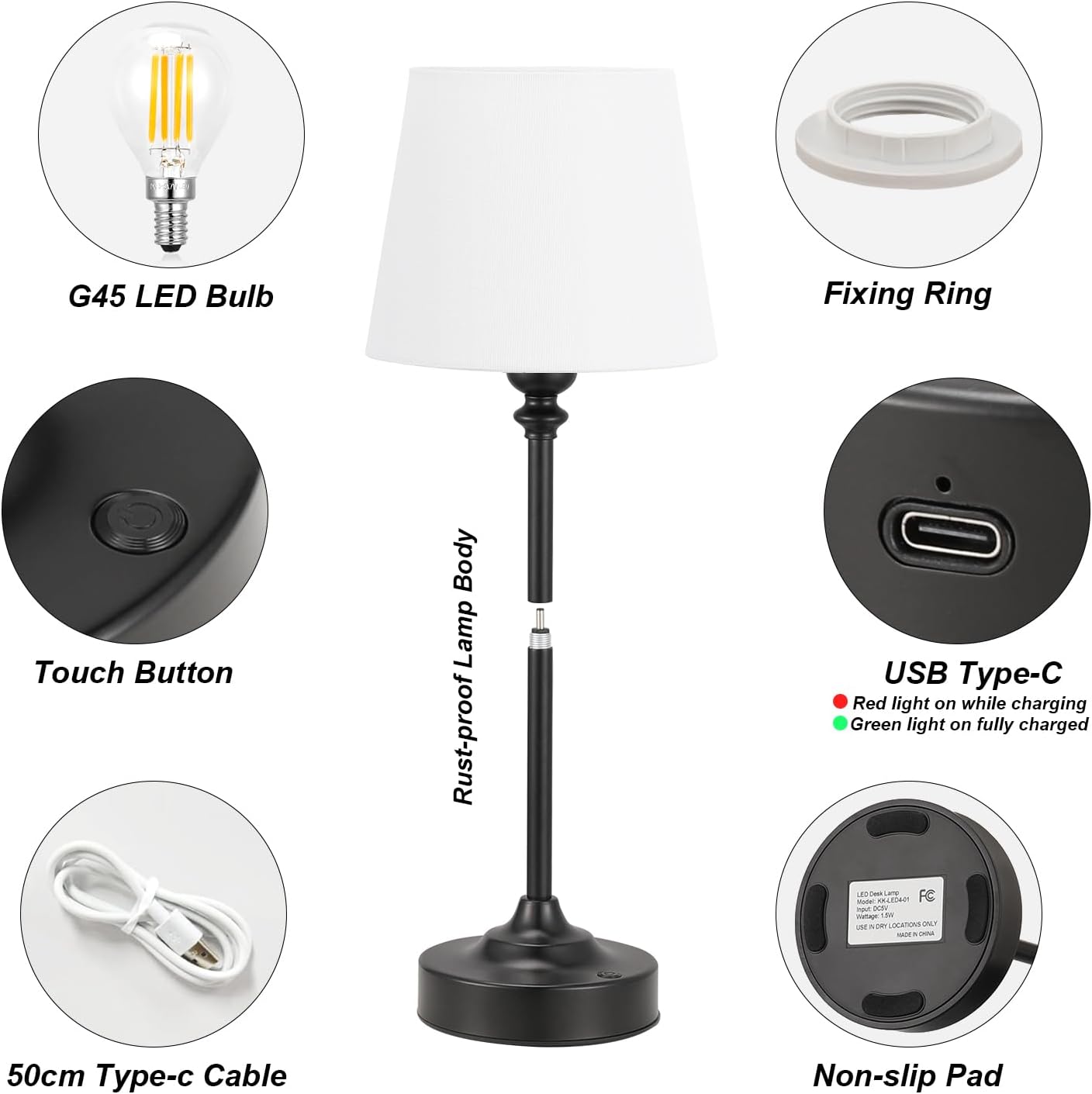Rechargeable Cordless Table Lamp: 3000k Stepless Dimming, 1 Pack Brass 4000mAh Battery Operated Wireless Touch Lamp for Dining Table, Counter, Living Room, Bedroom