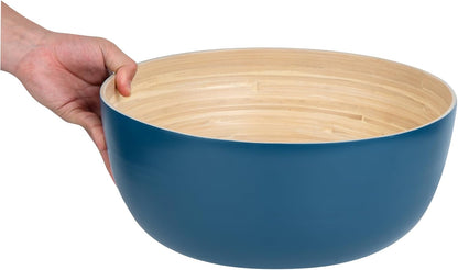 Restaurantware-Bambuddha 51 Ounce Extra Large Salad Bowl, 1 Heavy-Duty Round Salad Bowl - Sustainable, Reusable, Blue Bamboo Serving Dish, for Serving Salads, Fruits, and Appetizers