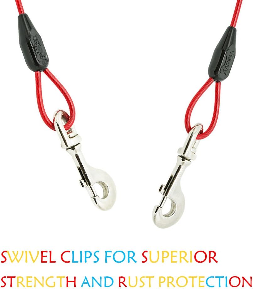 Petest 25ft Reflective Tie-Out Cable for Small Dogs Up to 35 Pounds