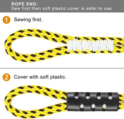 SELEWARE 65ft Tow Rope, Boating Tow Ropes for 1-4 Rider Towable Tubes, W/Floats, Stainless Steel Hook at Each end, idear for Water Sports
