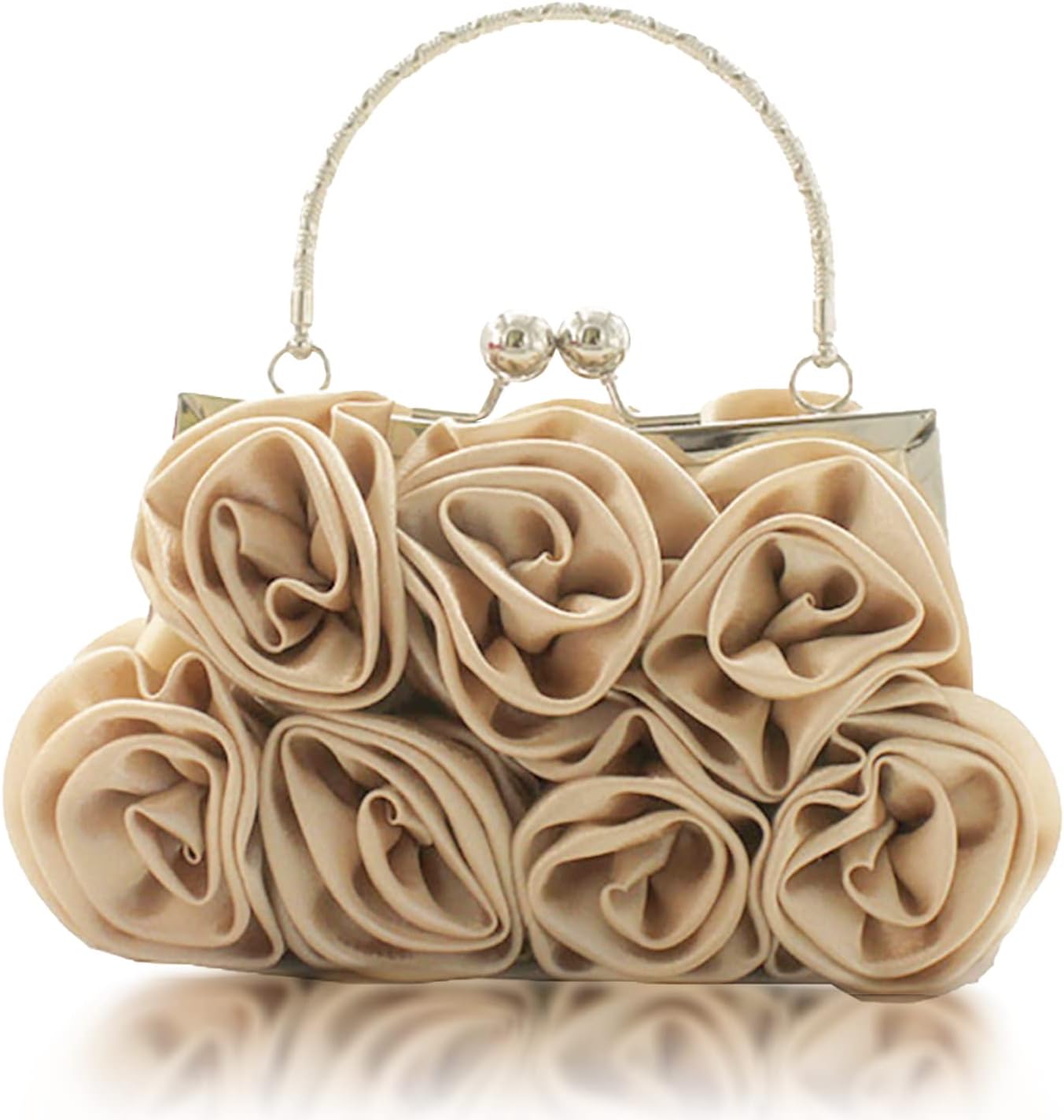 JAMBHALA Women Evening Clutch Bag Floral Satin Purses with Detachable Strap for Wedding, Party, Prom