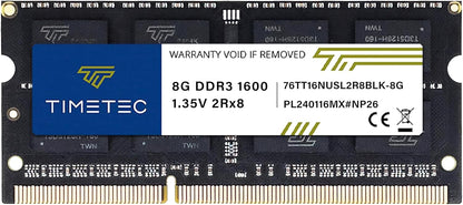Timetec 16GB KIT(2x8GB) DDR3L / DDR3 1600MHz PC3L-12800 / PC3-12800 Non-ECC Unbuffered 1.35V / 1.5V CL11 2Rx8 Dual Rank 204 Pin SODIMM Laptop Notebook PC Computer Memory RAM Module Upgrade