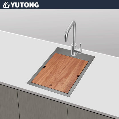 Yutong 16" x 20" Top-Mount/Drop in SS304 Stainless Steel Kitchen Black Sink Single Bowl Without Grid