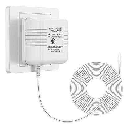 Xwartre Doorbell Transformer 24V Power Supply Compatible with Nest, Arlo, Ring, Amcrest, Logitech and Other Doorbells, Thermostats C Wire (7.9m Power Cable)