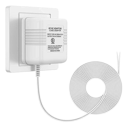 Xwartre Doorbell Transformer 24V Power Supply Compatible with Nest, Arlo, Ring, Amcrest, Logitech and Other Doorbells, Thermostats C Wire (7.9m Power Cable)