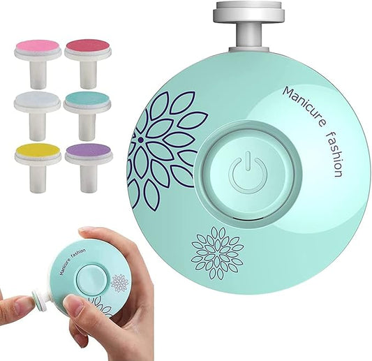 Baby Electric Nail Trimmer, Baby Nail File Electric Nail Trimmer, Baby Nail Trimmer for Infant and Toddler, Electric Nail File Drill for Baby No Sharp Claws Hurt, Low Noise 6 Replaceable Grinding Heads, Blue