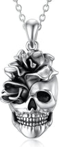 Seiyang Skull Necklace 925 Sterling Silver Gothic Pendant Jewelry Gift for Men Women (with Gift Box)