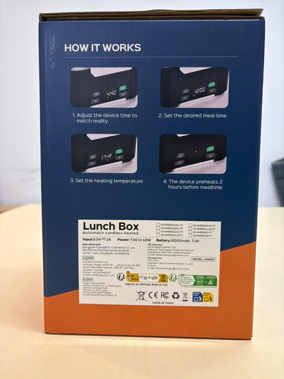 Docusvect Cordless Electric Lunch Box for Adults, Heated Lunch Box Battery Powered with Automatic Heating, 1.3L Portable Food Warmer with Removable Tray Divider