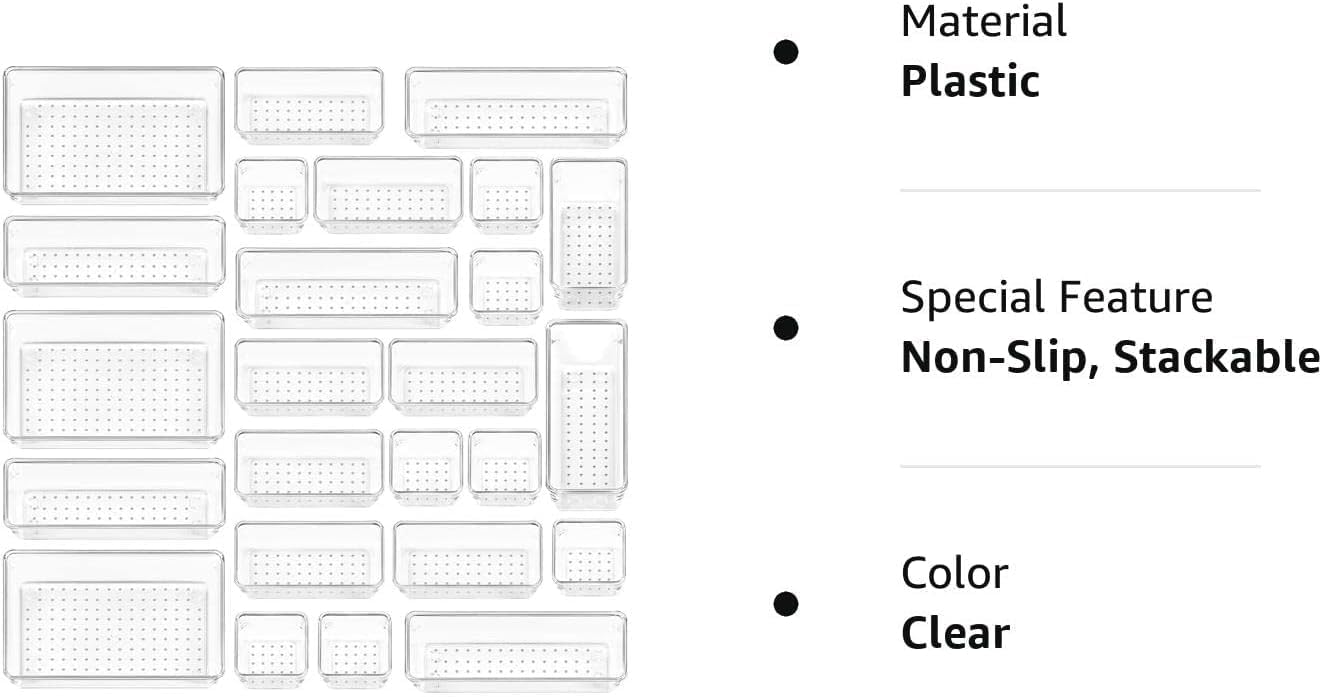 Purilite Select Clear Drawer Organizer Set