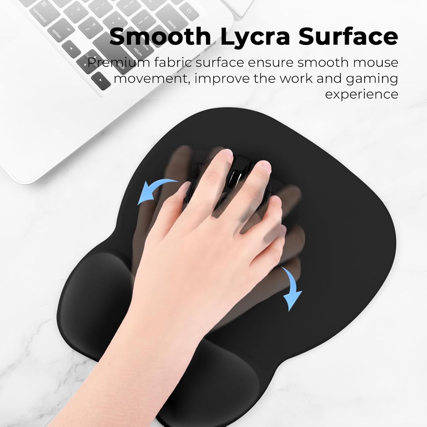 Ergonomic Mouse Pad with Wrist Support | Memory Foam Mousepad for Office and Gaming | Non-Slip Base Computer Mouse Pad | Smooth Tracking Desk Accessory | Comfortable Wrist Rest Mouse Pad - PuriLite
