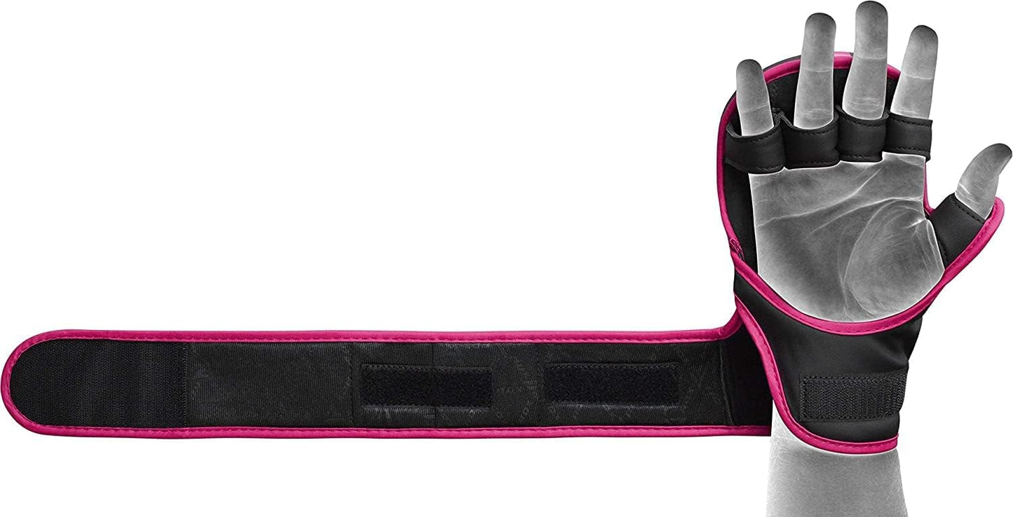 RDX MMA Gloves Sparring Grappling, Hybrid Open Palm Martial Arts Mitts Men Women, Maya Hide Leather Wrist Support, Cage Fighting Combat Sports, Muay Thai Training, Punching Bag and Kickboxing