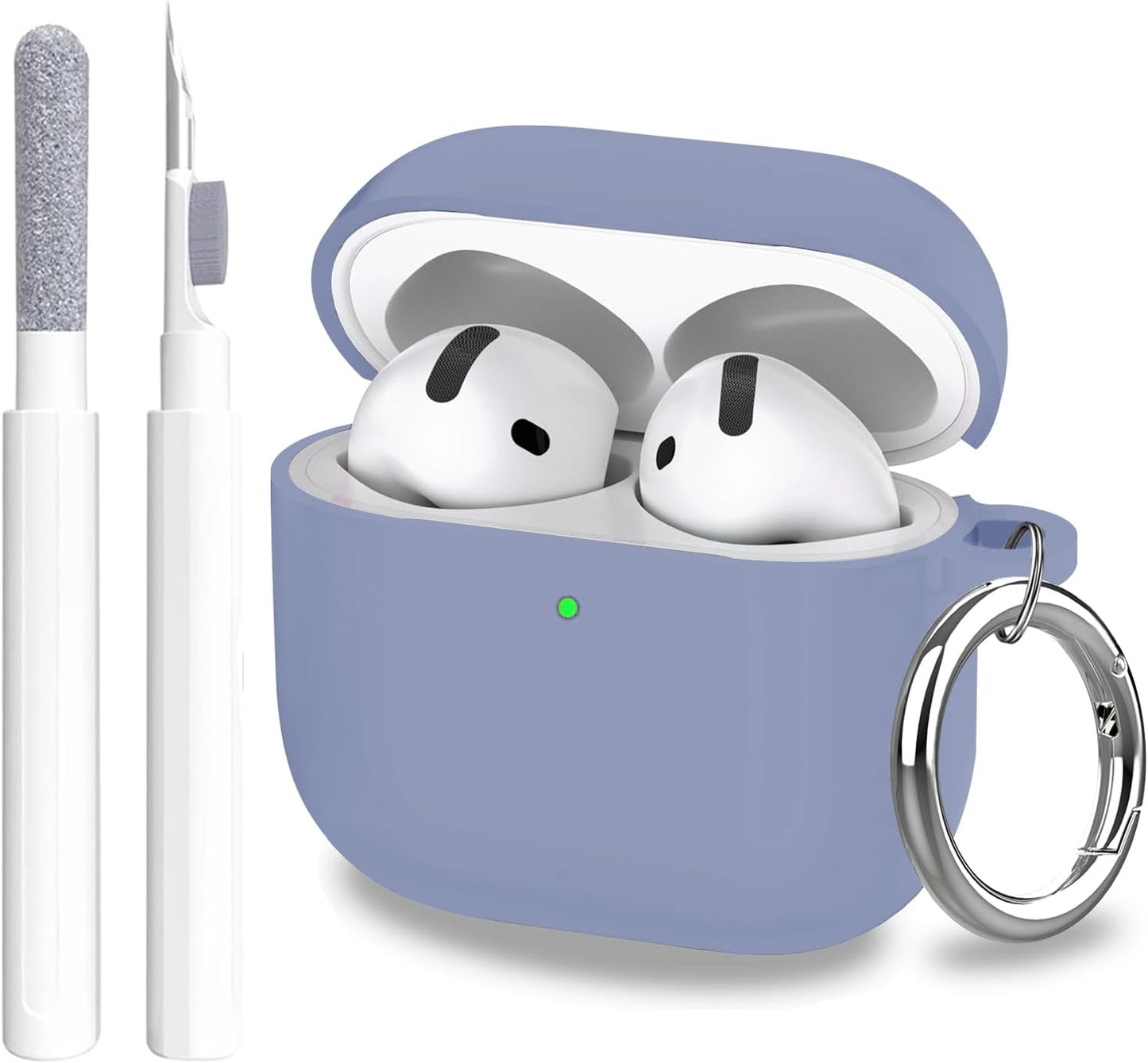 Aircawin for Airpods 4 Case Cover,Shockproof Case for Airpods 4th Generation Case Cover 2024,Premium Silicon Case with Keychain and Cleaing Pen for Airpods 4 Gen, Wireless Earphone Accessories-Blue