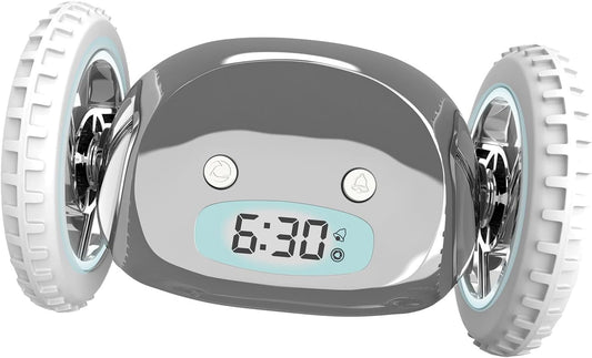 CLOCKY Extra Super Loud Alarm Clock for Heavy Sleepers Adults Kids Teens Bedroom, Move Jump Roll Run Away Easy to Set Smart Digital Alarm Clock Funny Gag Gift (Chrome)