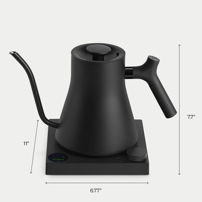 Fellow Stagg EKG Pro Electric Gooseneck Kettle, Temp Control, 0.9L 1200W Quick Heating, Pour-Over Coffee & Tea, Color LCD, Stainless Steel, Matte Black, Temp Hold, WiFi Smart Scheduling