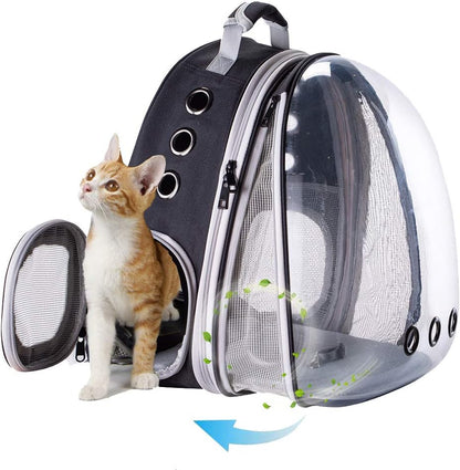 WEVONIGU Front Expandable Cat Backpack Carrier,Fit up to 16 lbs,Pet Carrier Backpack,Space Capsule Astronaut Bubble Window Bag,Cats and Puppies,Airline-Approved,Designed for Travel,Hiking,Walking
