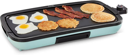 DASH Deluxe Everyday Electric Griddle with Dishwasher Safe Removable Nonstick Cooking Plate for Pancakes, Burgers, Eggs and more, Includes Drip Tray + Recipe Book, 20” x 10.5”, 1500-Watt - Red