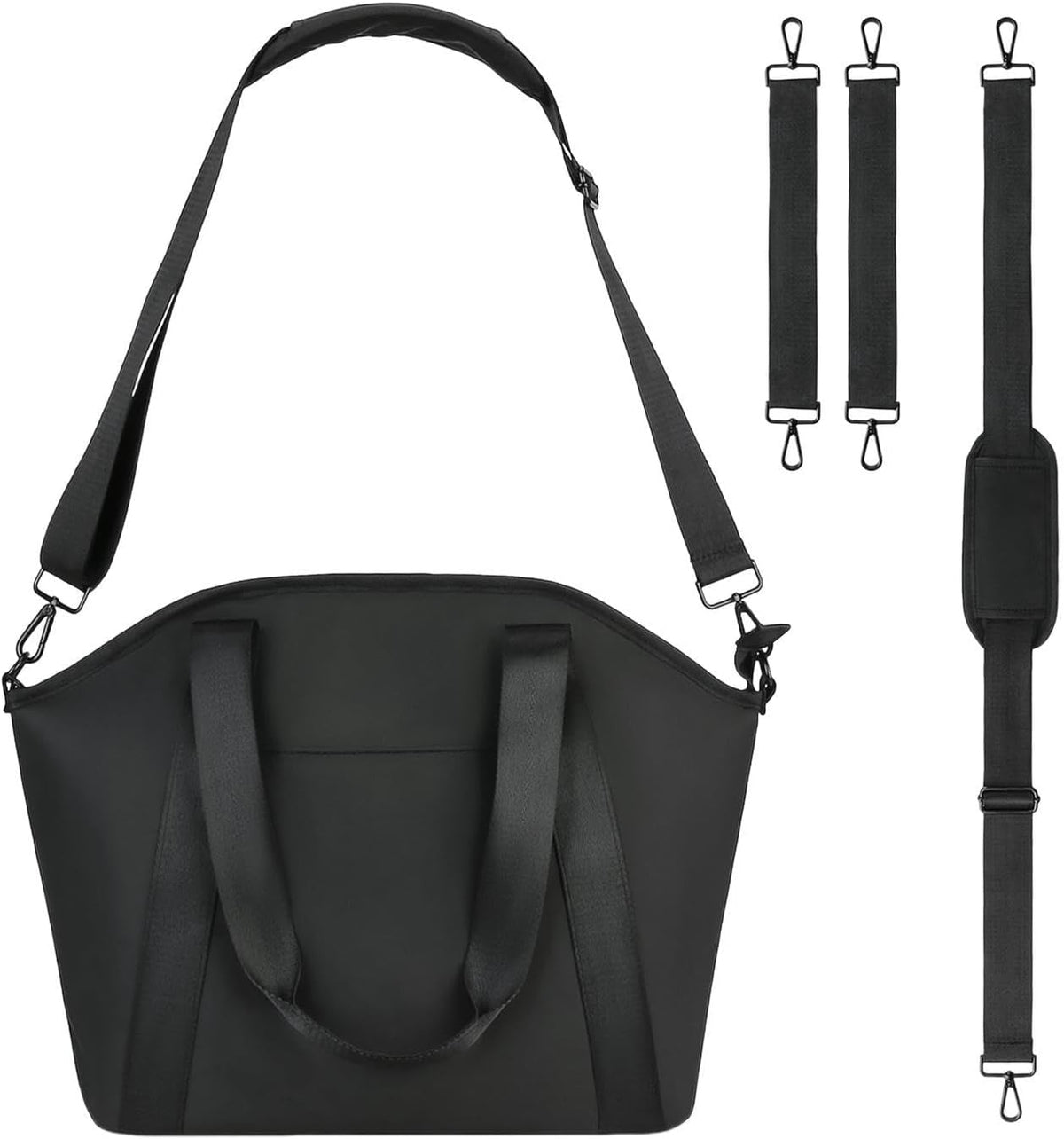 Black Stroller Diaper Bag | Large Capacity Faux Leather Organizer