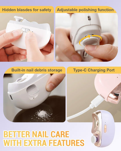 3 in 1 Automatic Electric Nail Clipper,2025 New Electric Toe Nail Clippers with Polishing,Nail Clippers for Seniors,3 in 1 Electric Nail Clipper,with 2 Adjustable Speeds,for Seniors Adults (White)
