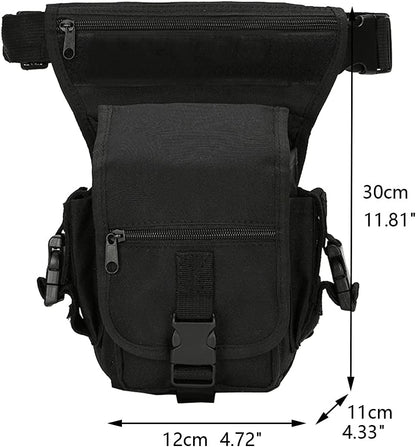 Motorcycle Drop Leg Bag Nylon Waist Pack for Men Women Travel Hiking Tactical Cycling Bike Ride Riding Crossbody Shoulder Fanny Pouch