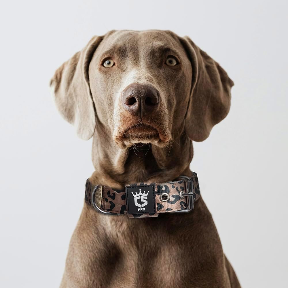 TSPRO Tactical Dog Collar 1.5 inch Wide Dog Collar Military Grade Strong Dog Collar Thick Dog Collar Heavy Duty Metal Buckle Dog Collar(Green-L)