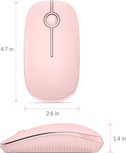Wireless Mouse, Vssoplor 2.4G Slim Portable Computer Mice with Nano Receiver for Notebook, PC, Laptop, Computer (White and Silver)