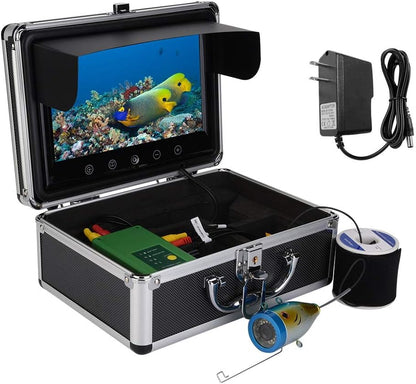 Underwater Fish & Depth Finders Camera, Portable 9 inch LCD Waterproof Monitor HD 15PCS White LEDs and 15PCS Infrared Lamps 1000TVL 30M Deep-sea Probe VR Video Cam for Ice Sea Boat Lake Fishing(US)